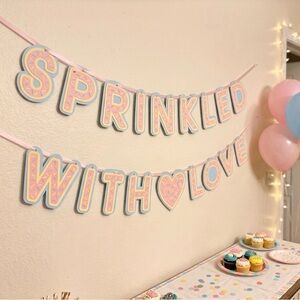 Sprinkled With Love Party Banner - Pink and Blue